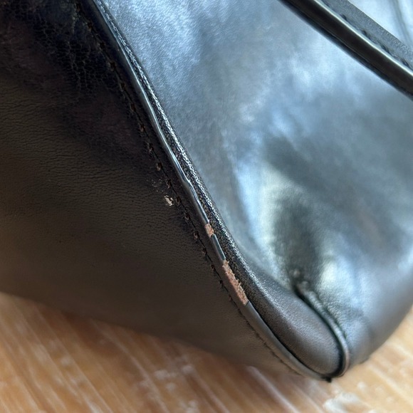 Vintage Y2K Hobo International Black Leather Baguette Shoulder Bag Red Lining